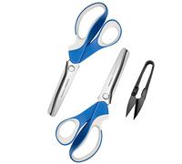 Pinking Shears Set (Pack of 2 PCS, Serrated & Scalloped Edges) by Phildim - Zig-zag Scissor for Fabric Leather & Paper - Pinking Dressmaking Sewing Scissors PD-002-UK-E