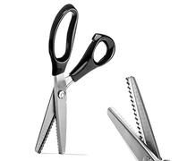 Pinking Shears, Stainless Steel Dressmaking Scissors, Serrated and Scalloped Blades, Professional Sewing Craft Cut Tailor Zig-Zag Tool, Fabric Decoration Comfort Grip Soft Handheld (Serrated 5mm)