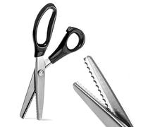Pinking Shears, Stainless Steel Dressmaking Scissors, Serrated and Scalloped Blades, Professional Sewing Craft Cut Tailor Zig-Zag Tool, Fabric Decoration Comfort Grip Soft Handheld (Scalloped 7mm)