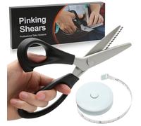 Pinking Shears, Stainless Steel Sharp Zig Zag Scissors 23cm/9inch Serrated Paper Fabric Scissors for Fabric Cutting Dressmaking Crafting with Sewing Tape Measure for Adults (Serrated 5mm)