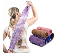 Pinkiou 5Pcs African Net Sponge for Shower Exfoliating Back Scrubber with Handle 31.5" Long Double Layer Thickened Nylon Mesh Wash Cloth for Body Deep Cleansing Men Women Purple Blue Coffee Black Pink