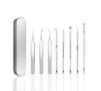 Pinkiou Blackhead Removers Comedone Pimple Removal Extractors Acne Blemish Needles Tool Kit Nose Face Skincare, 8-in-1 with Metal Case