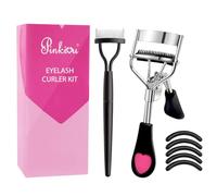Pinkiou Eyelash Curler with Comb Fit All Eye Shape Curved Eyelash Curlers for Women Make Up Natural and Long Lasting Eye Lash Curler False Lashes Accessory - Black