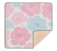 Pinkish-Blue Peony Flowers Soft Foam Baby Floor Play mat for Floor Portable Foldable Kicking Mat for Baby Kids Toddlers Infants, 50'' x 50''alfombrillas para Bebes jugar