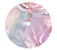 Pinkish Flowers Printed Christmas Tree Skirt 36-Inch Double Layers Soft Xmas Tree Skirts Base Floor Mat for Holiday Party Decoration Ornaments