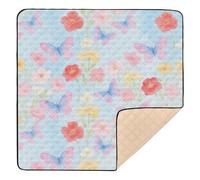 Pinkish-Purple Butterfly Flowers Large Non-Slip Baby Play Mat for Indoor Outdoor 1-Piecing Foldable Baby Crawling Mat for Babies Infants Toddlers, 50'' x 50''tapete Piano para Bebes