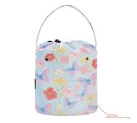 Pinkish-Purple Butterfly Flowers Yarn Bags Yarn Holder Bag with Holes Tote for bolso para Tejido