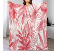 Pinkish White Palm Leaf Banana Tree Blanket 3D For Girls Boys Tropical Watercolor Print Decor Fleece Throw Super Soft Flannel Fuzzy Plush Sofa Couch Living Room Bed Camping Travel 40"X50"(100X130Cm)