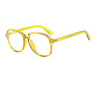Pinklady Large Oversized Retro Vintage Classic Clear Transparent Glasses Frame HD Lens Eyewear Glasses (Yellow)