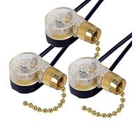 Pinkliar 3Pack Ceiling Fan Light Switch ZE-109 Fan Switch Ceiling Pull Chain Switch Replacement (Brass)