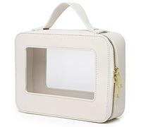 Pinkmik Clear Makeup Bag Portable Brush Bag Transparent Travel Cosmetic Case Clear Toiletry Makeup Bag with Zipper for Women, White, L