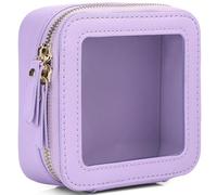 Pinkmik Clear Makeup Bag Portable Brush Bag transparent Travel Cosmetic Case Clear Toiletry Makeup Bag with Zipper for Women, C/Purple, MINI, Personalized Clear Mini Makeup Case