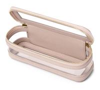 Pinkmik Clear Makeup Bag Portable Brush Bag Transparent Travel Cosmetic Case Clear Toiletry Makeup Bag with Zipper for Women, Pink, Slim-1, Makeup Brush Case
