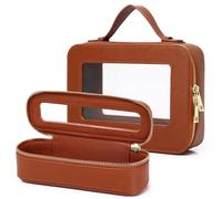 Pinkmik Clear Makeup Bag Portable Brush Bag transparent Travel Cosmetic Case Clear Toiletry Makeup Bag with Zipper for Women, X/Brown, L+SLIM, Clear Travel