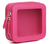 Pinkmik Clear Makeup Bag Portable Brush Bag transparent Travel Cosmetic Case Clear Toiletry Makeup Bag with Zipper for Women, X/Fuxia, Mini, Small Makeup Bag