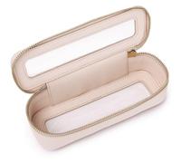 Pinkmik Clear Makeup Brush Bag Portable Travel Cosmetic & Toiletry Case Small Makeup Bag with Zipper Purse Organizer for Women, G/Beige, slim, Clear Makeup Brush Bag