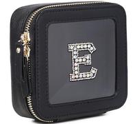 Pinkmik Clear Mini Makeup Bag Personalized Initial Cosmetic Bag Small Makeup Case & Toiletry Bag Birthday Gift for Women, E, Mini/Black, Personalized Clear Mini Makeup Case