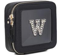 Pinkmik Clear Mini Makeup Bag Personalized Initial Cosmetic Bag Small Makeup Case & Toiletry Bag Birthday Gift for Women, W, Mini/Black, Personalized Clear Mini Makeup Case