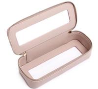 Pinkmik Clear Traveling Toiletry Bag TSA Approved large clear cosmetics case Travel makeup bag Organizer with Zipper for Women, B/Pink-1, slim, Clear Makeup Brush Bag