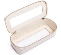 Pinkmik Clear Traveling Toiletry Bag TSA Approved large clear cosmetics case Travel makeup bag Organizer with Zipper for Women, B/Beige-1, slim, Clear Makeup Brush Bag