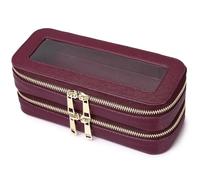 Pinkmik Double Layer Makeup Bag Makeup Brush Case Waterproof Travel Cosmetic & Toiletry Bag Purse Organizer and Car Essentials for Women, X/Burgundy, Double SLIM, Double Layer Makeup Bag, Makeup Brush