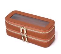 Pinkmik Double Layer Makeup Bag Makeup Brush Case Waterproof Travel Cosmetic & Toiletry Bag Purse Organizer and Car Essentials for Women, X/Brown, Double SLIM, Double Layer Makeup Bag, Makeup Brush