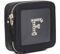 Pinkmik Initial Makeup Bag Mini Cosmetic Bag Clear Makeup Bag Case & Toiletry Bag Birthday Gift for Women, F, Mini/Black, Personalized Clear Mini Makeup Case