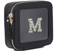 Pinkmik Initial Makeup Bag Mini Cosmetic Bag Clear Makeup Bag Case & Toiletry Bag Birthday Gift for Women, M, Mini/Black, Personalized Clear Mini Makeup Case