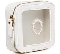 Pinkmik Initial Makeup Bag Mini Cosmetic Bag Clear Makeup Bag Case & Toiletry Bag Birthday Gift for Women, O, Mini/White, Personalized Clear Mini Makeup Case