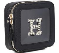 Pinkmik Initial Makeup Bag Mini Cosmetic Bag Clear Makeup Bag Case & Toiletry Bag Birthday Gift for Women, H, Mini/Black, Personalized Clear Mini Makeup Case
