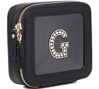 Pinkmik Initial Makeup Bag Mini Cosmetic Bag Clear Makeup Bag Case & Toiletry Bag Birthday Gift for Women, G, Mini/Black, Personalized Clear Mini Makeup Case