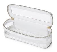 Pinkmik Makeup Brush Bag Slim Clear Makeup Bag Transparent Travel Cosmetic Case & Toiletry Bag with Zipper Small Beatuy Makeup Bag Purse Organizer for Women, White, SLIM-1, Makeup Brush Case