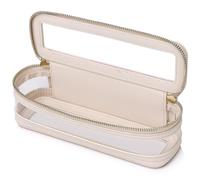 Pinkmik Makeup Brush Bag Slim Clear Makeup Bag Transparent Travel Cosmetic Case & Toiletry Bag with Zipper Small Beatuy Makeup Bag Purse Organizer for Women, Beige, SLIM-1, Makeup Brush Case