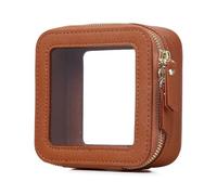 Pinkmik Makeup Brush Case Clear Travel Cosmetic & Toiletry Bag Slim Makeup Bag with Zipper Small Purse Organizer Car Essential Bag for Women, X/Brown, MINI-1, Small Makeup Bag