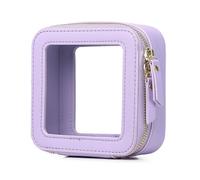 Pinkmik Makeup Brush Case Clear Travel Cosmetic & Toiletry Bag Slim Makeup Bag with Zipper Small Purse Organizer Car Essential Bag for Women, X/Purple, MINI-1, Small Makeup Bag