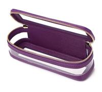 Pinkmik Makeup Brush Case Clear Travel Cosmetic & Toiletry Bag Slim Makeup Bag with Zipper Small Purse Organizer Car Essential for Women, A/D.Purple, slim, Makeup Brush Case, Slim Makeup Bag