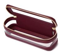 Pinkmik Makeup Brush Case Clear Travel Cosmetic & Toiletry Bag Slim Makeup Bag with Zipper Small Purse Organizer Car Essential for Women, A/Burgundy, SLIM