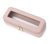 Pinkmik Makeup Brush Case Clear Travel Cosmetic & Toiletry Bag Small Makeup Bag with Zipper Purse Organizer Car Essential Bag for Women, Pink, Slim