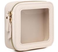 Pinkmik Small Makeup Bag Mini Clear Cosmetic Makeup Case & Toiletry Bag with Zipper Women's Purse Organizer & Car Essentials, Beige, Mini, Small Makeup Bag