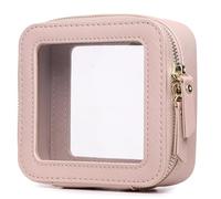 Pinkmik Small Makeup Bag Mini Clear Cosmetic Makeup Case & Toiletry Bag with Zipper Women's Purse Organizer & Car Essentials, Pink, MINI, Clear Small Makeup Bag