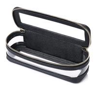 Pinkmik Small Makeup Bag Mini Clear Cosmetic Makeup Case & Toiletry Bag with Zipper Women's Purse Organizer & Car Essentials, Black, SLIM-1, Makeup Brush Case