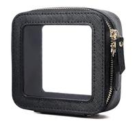 Pinkmik Small Makeup Bag Mini Clear Cosmetic Makeup Case & Toiletry Bag with Zipper Women's Purse Organizer & Car Essentials, Black, MINI, Clear Small Makeup Bag
