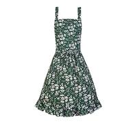 Pinknoke Vintage Pinafore Apron Dress for Women with Pockets Cute Floral Chef Aprons for Kitchen Cooking Baking Gardening, Green, Medium