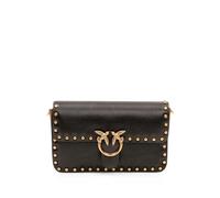 PINKO Baby Love bag one slouchy crossbody in leather with studs - Black OS