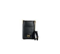 Pinko Black Smooth Leather Crossbody Bag with Gold Chain, 12 x 17 x 2 cm, Adjustable Shoulder Strap Detachable Casual Style for Women