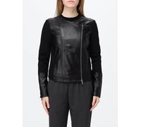 PINKO Cropped Leather Biker Jacket with an asymmetrical zip closure - Size: 42 - female