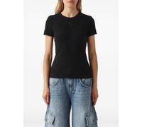 PINKO fine-rib T-shirt with Love Birds embroidery - Black XS-S-M-L-XL