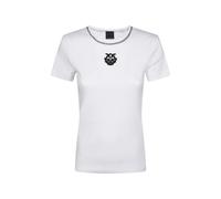 PINKO fine-rib T-shirt with Love Birds embroidery - White L