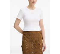 PINKO fine-rib T-shirt with Love Birds embroidery - White XS-S-M-L-XL