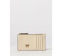 PINKO Flat Leather Card Holder with Love Birds Logo and Zip Closure - Size: OS - female